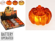Zucca con 1 LED, 8x8,5 cm, con batteria, modello assortito (trasparente, arancione, marrone chiaro, marrone)
