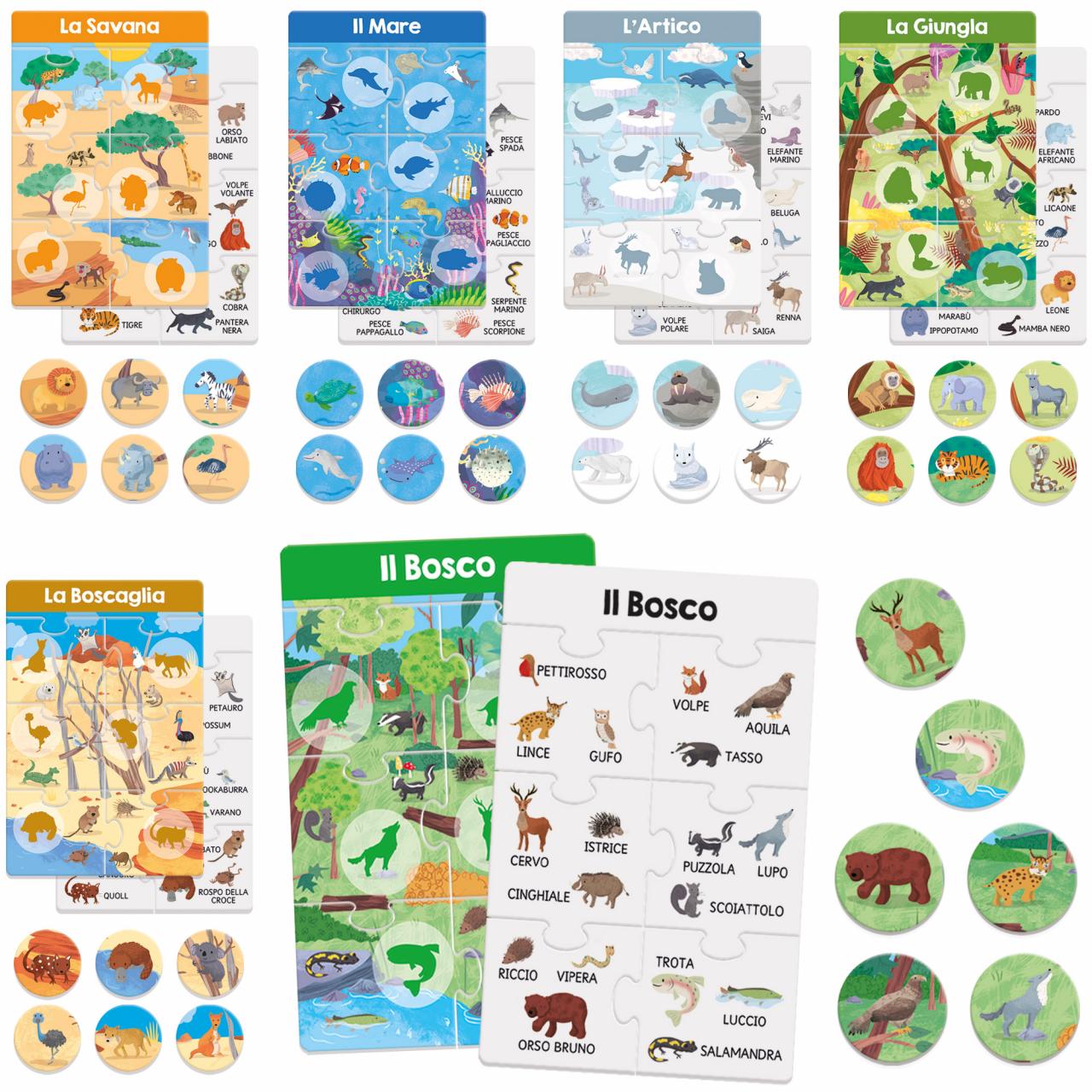 Gioco Educativo Dove Vivono Grande Tombola Animali e Ambienti 4-7 Anni Headu