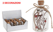 OFFERTA 2 BOTTIGLIE APPENDIBILI IN VETRO 10CM CON DECORAZIONI ASSORTITE