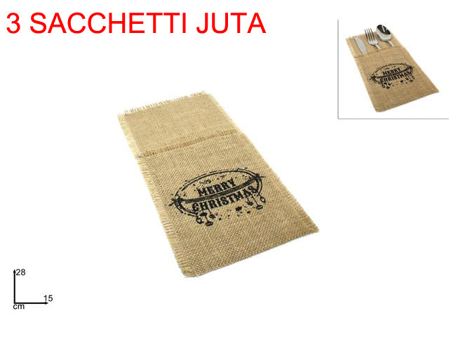 OFFERTA 3 SACCHETTI JUTA 28X15CM