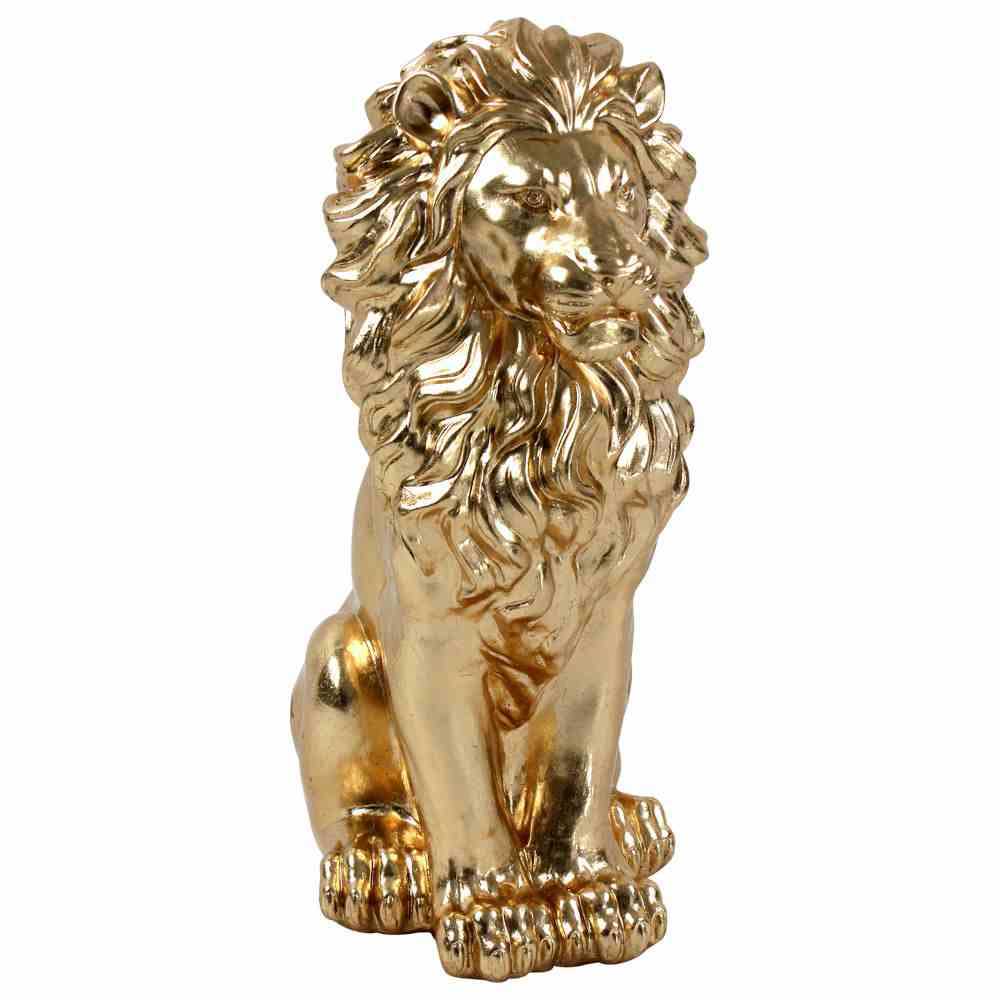 STATUA LEONE ORO 40X28X62CM