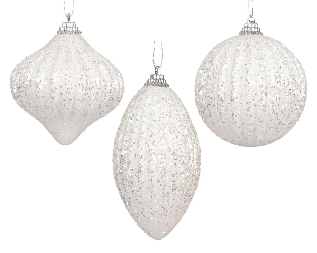 pallina di natale in foam glitter D 8 cm bianco invernale Peraga Christmas