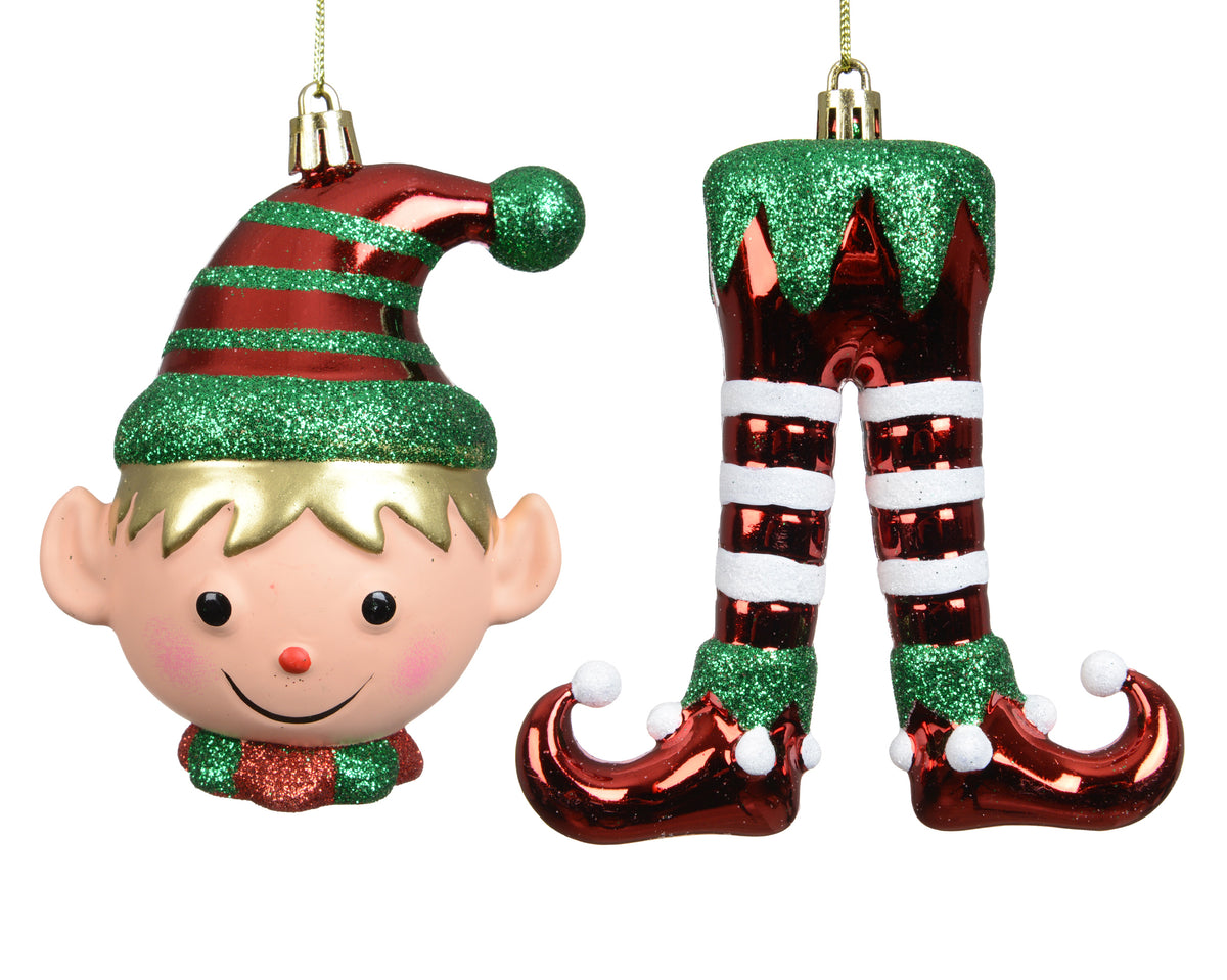 Pendente elfo lucido glitter 11 x 3,5 x 11,5 cm verde/rosso Peraga Christmas