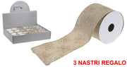 OFFERTA 3 NASTRI REGALO ORO 270X6CM CON DECORAZIONI ORO