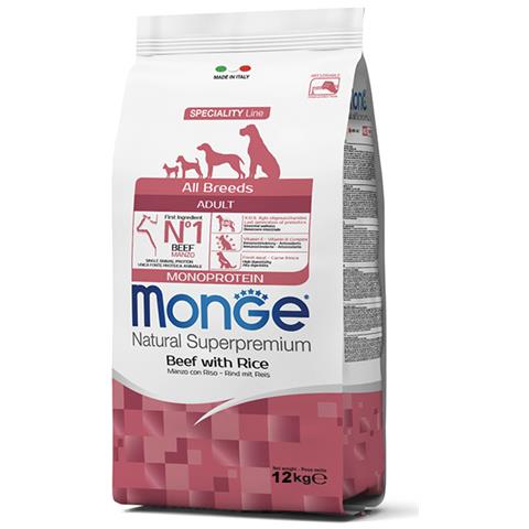 MONGE CIBO SECCO CANE ADULTO ALL BREEDS MANZO E RISO 12KG