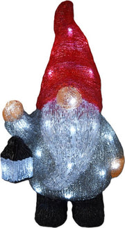 Figura Gnomo Luminoso 21x13,5x39cm Rosso Bianco