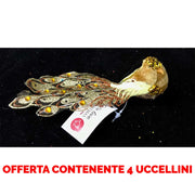 OFFERTA 4 UCCELLINI APPENDIBILI CON CLIP 17CM ORO