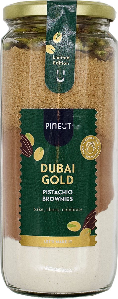 Pineut Preparato per Brownies Dubai Gold Cioccolato Pistacchio Cardamomo Limited Edition