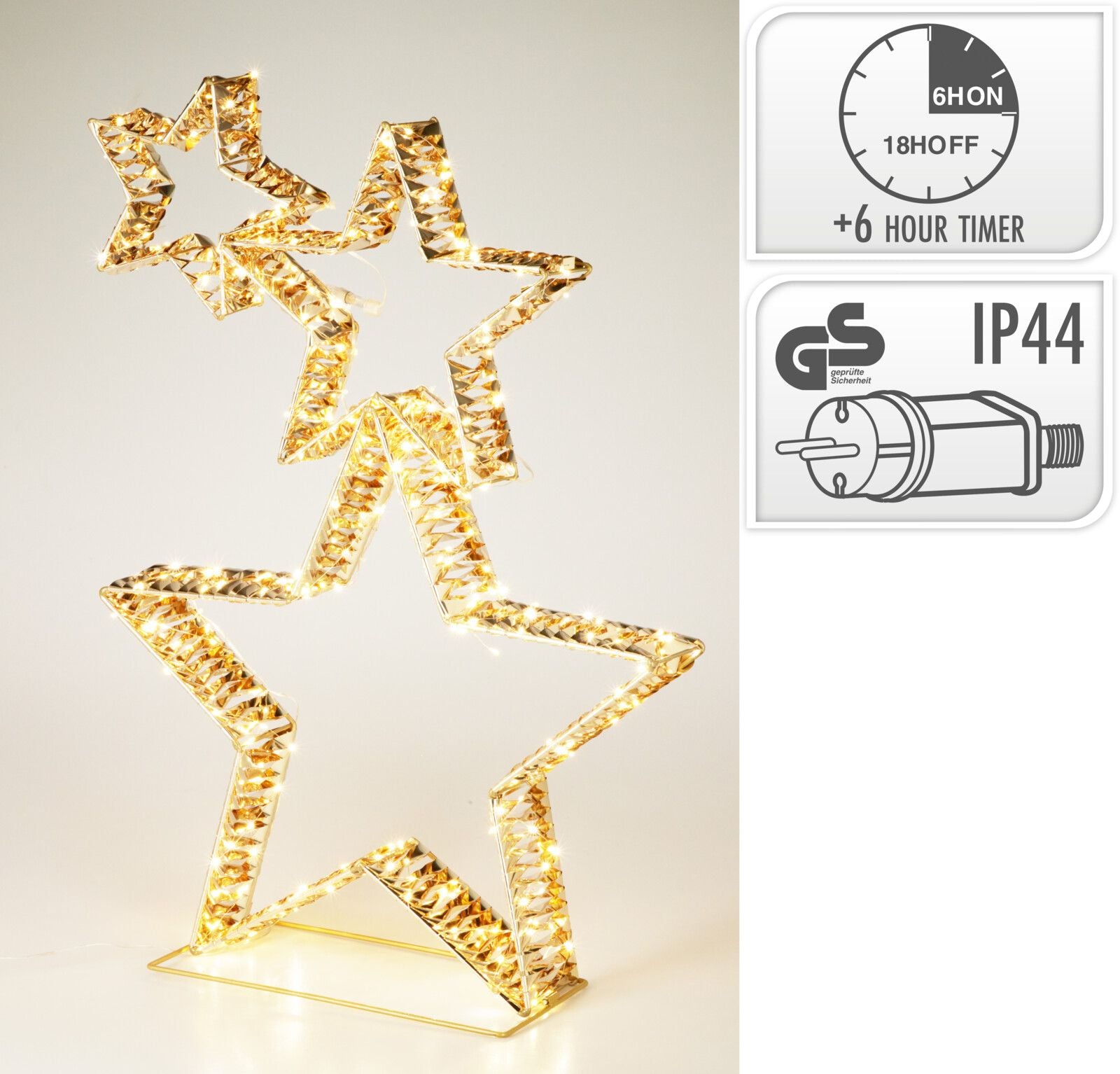 Stella decorativa a LED, 80 cm, colore oro