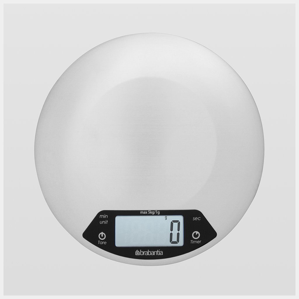 BILANCIA DA CUCINA DIGITALE ROTONDA CON TIMER IN ACCIAIO INOX 1GR/5KG