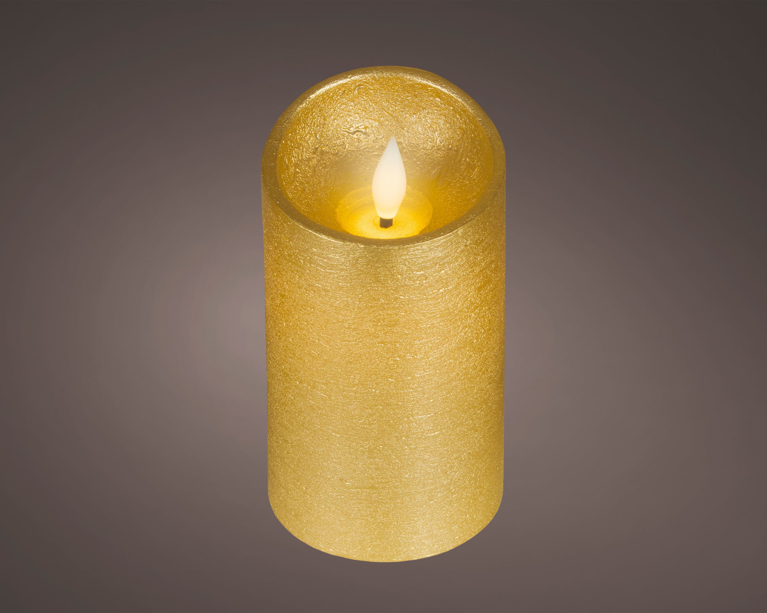 Candela LED in cera effetto fiamma D 7,5 cm altezza 13,5 cm oro Peraga Christmas