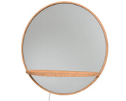 SPECCHIO DA PARETE ROTONDO 17X52X52CM CON LED IN LEGNO