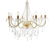 LAMPADARIO 8 BRACCIA 80X75CM IN FERRO CON PERLINE ORO