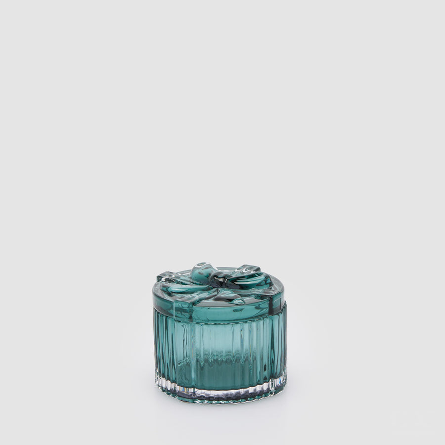 Contenitore Natalizio Pacco Regalo Verde in Vetro 6x8cm EDG