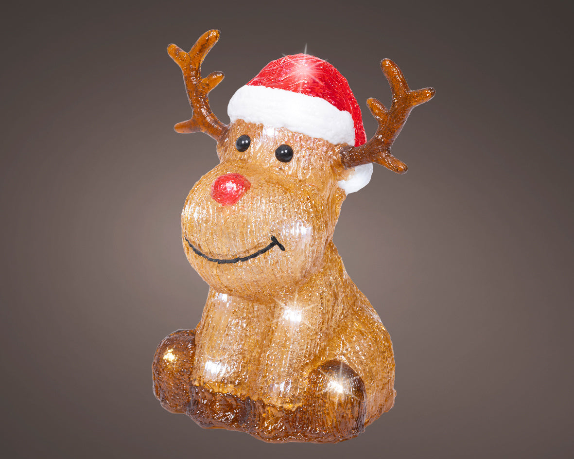 Renna decorativa 20 LED, altezza 20 cm, colore marrone.