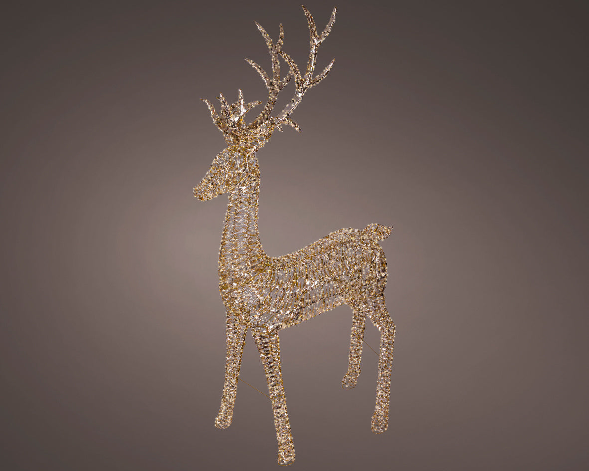 Renna decorativa 5200 LED, altezza 270 cm, colore oro e luce bianco caldo