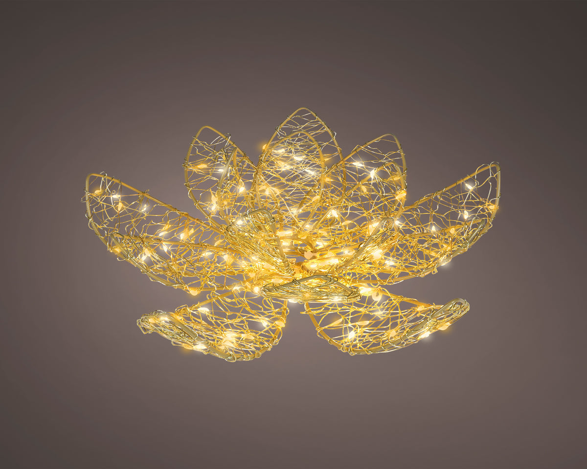 Fiore micro LED in metallo D 28 cm altezza 9 cm oro Peraga Christmas