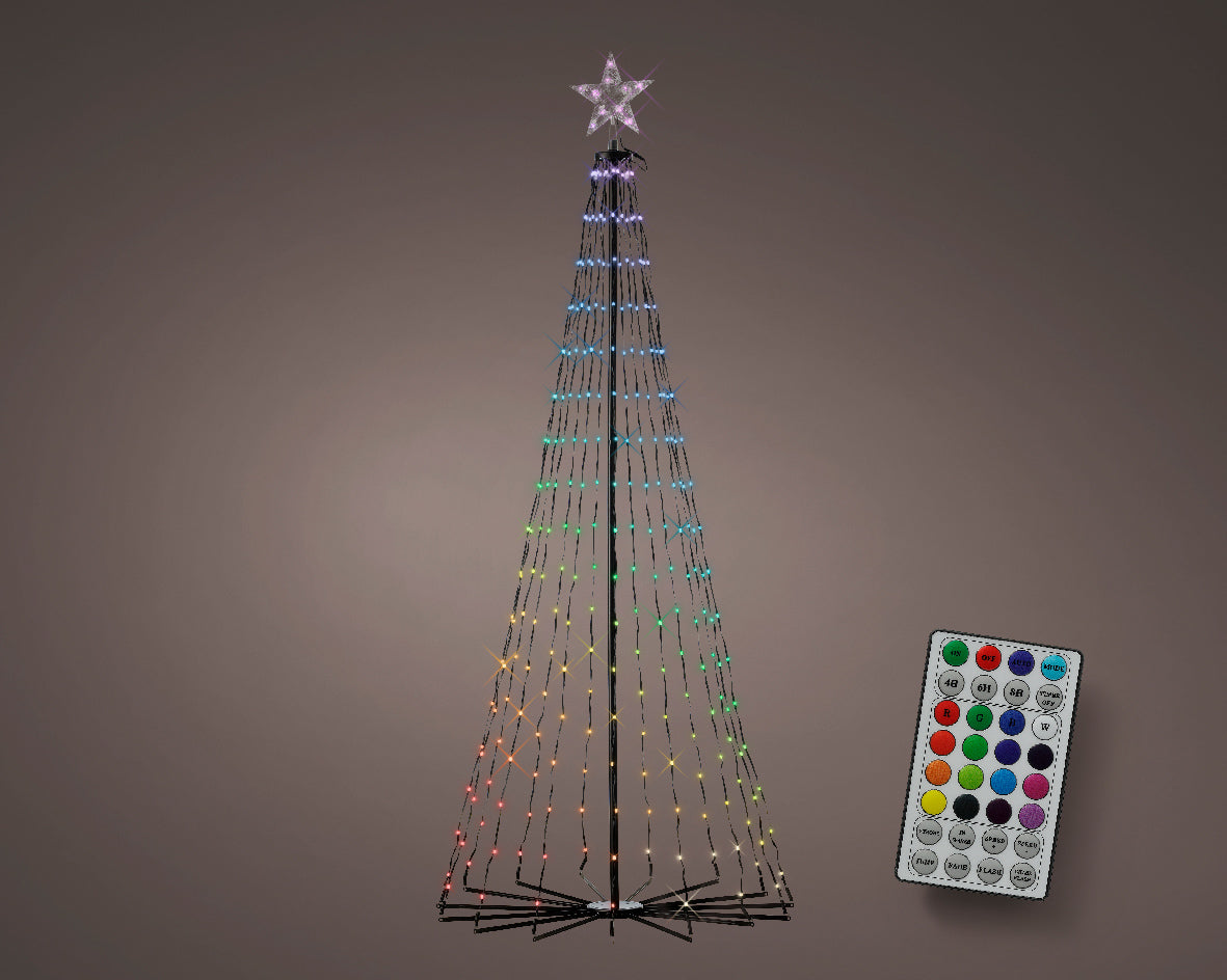 ALBERO CONICO ILLUMINATO A LED MULTICOLOR RIPIEGHEVOLE H180CM