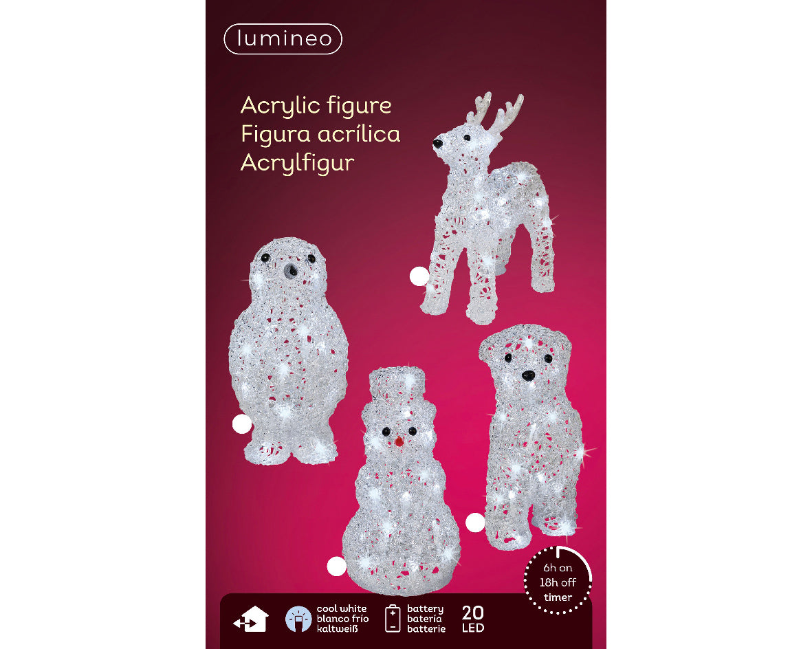1 ANIMALE LUMINOSO 20 LED 12X17X23CM BIANCO FREDDO MODELLO A SCELTA