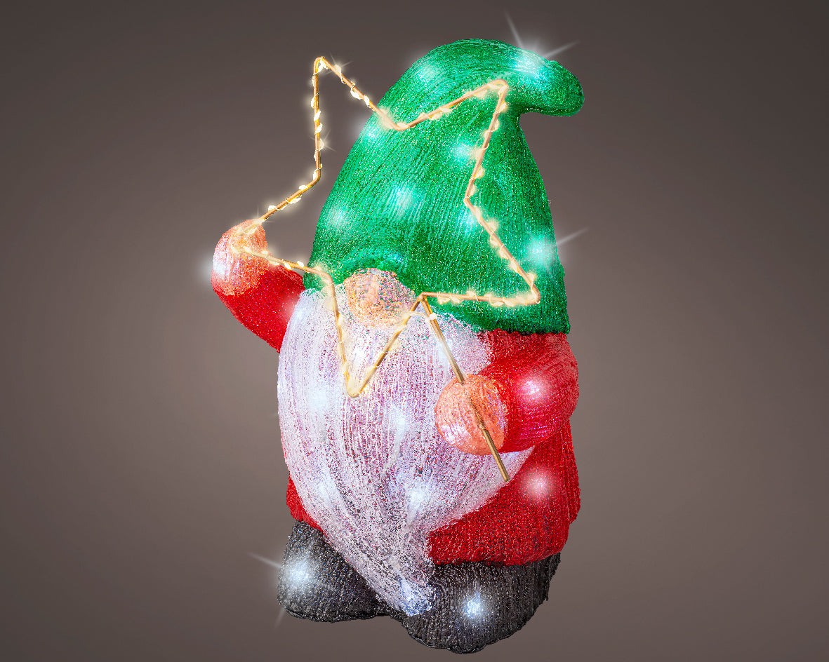 Babbo Natale decorativo a LED, altezza 39,5 cm, colore rosso.