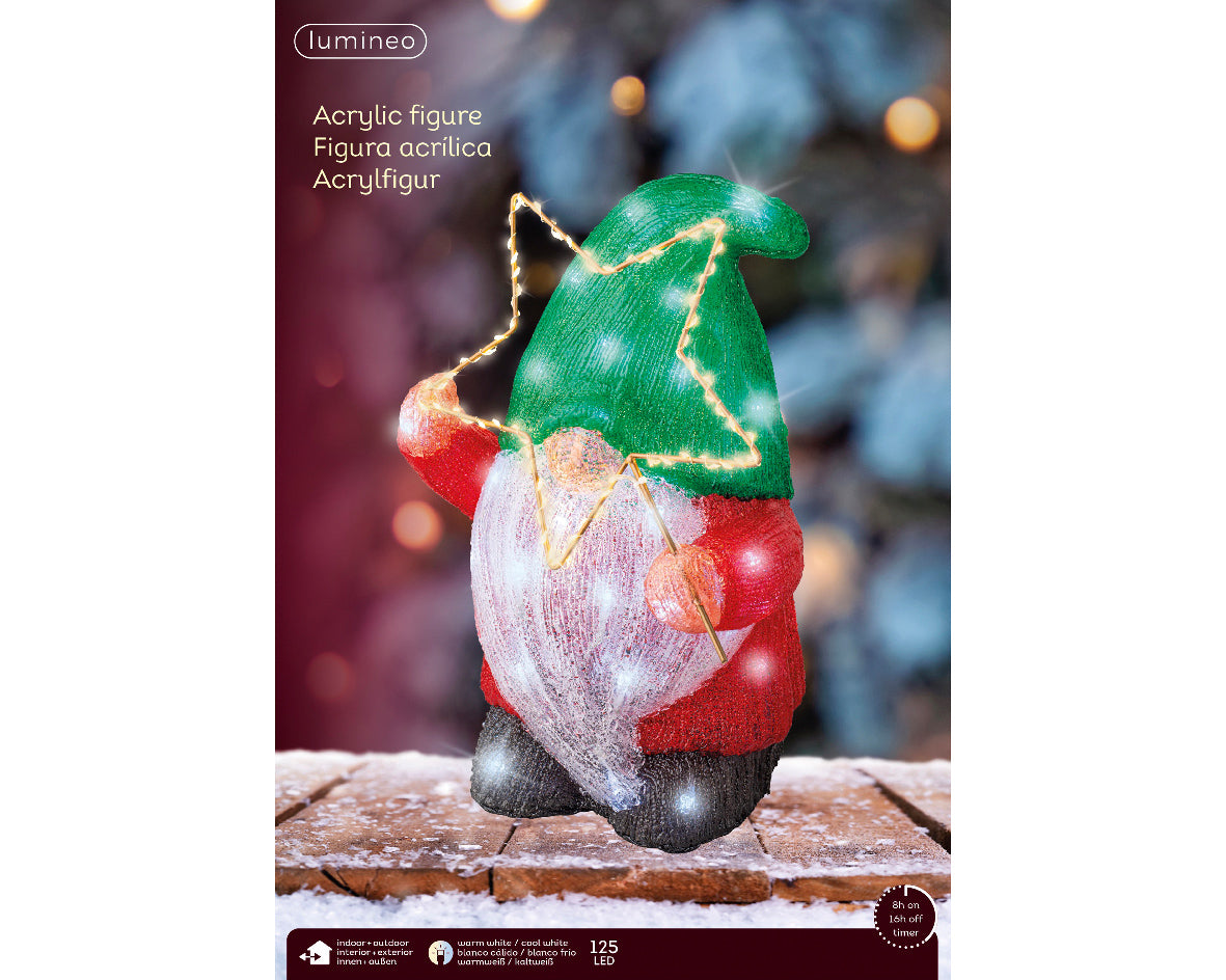 Babbo Natale decorativo a LED, altezza 39,5 cm, colore rosso.