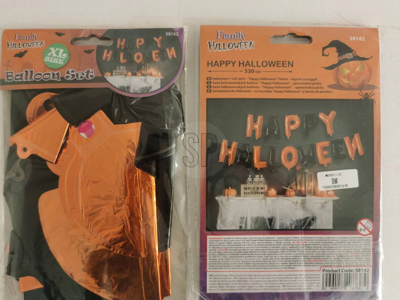 PALLONCINI SCRITTA "HAPPY HALLOWEEN" 53CM ARANCIONE/NERO