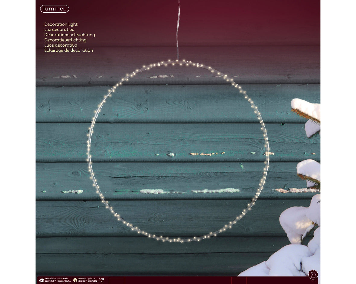 Cornice luminosa 160 LED, diametro 75 cm, luce bianco caldo.