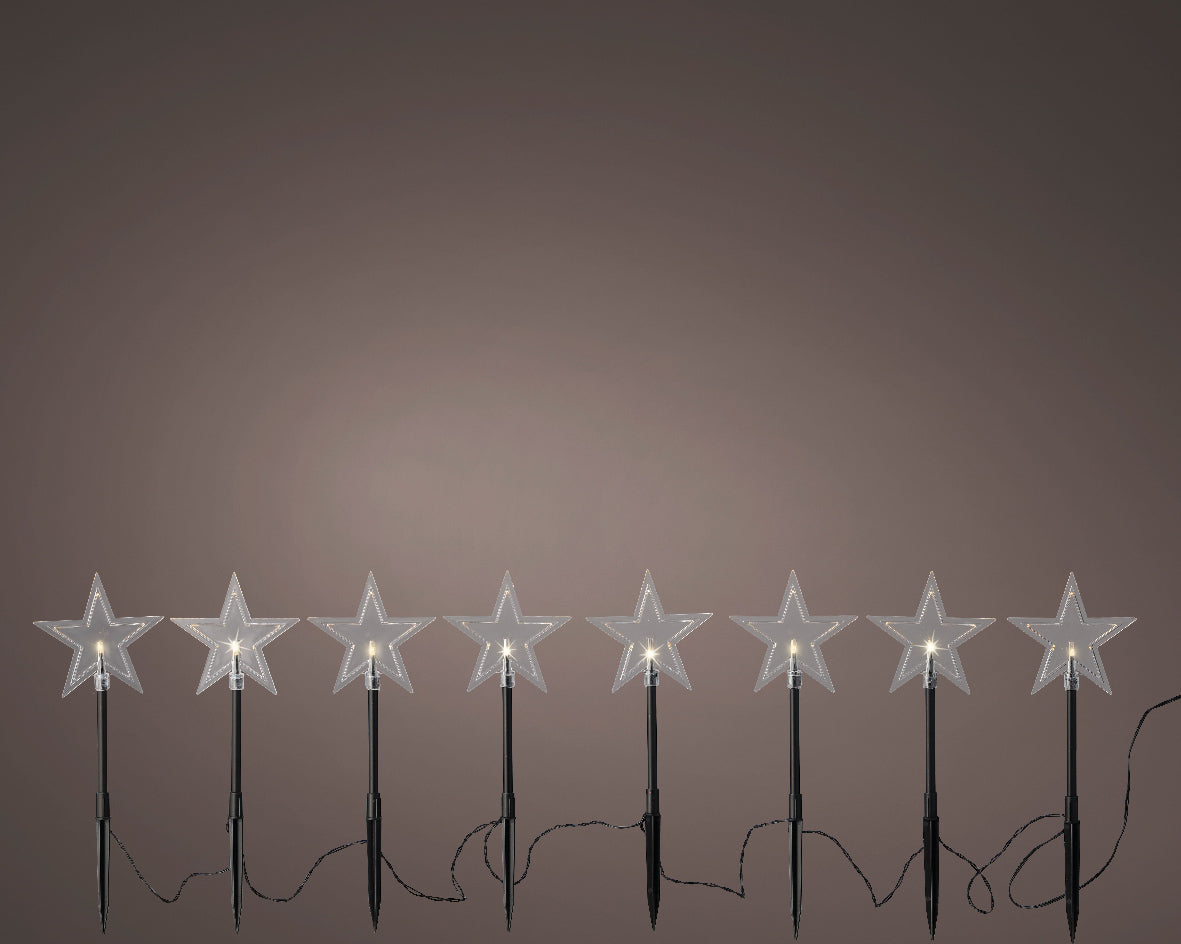 Decorazione a stella per esterno con pannello solare, 210 cm, 2 giochi di luce, con luce bianco caldo