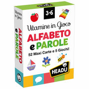 Vitamine in Gioco Alfabeto e Parole 52 Maxi Carte 5 Giochi 3-6 anni Headu