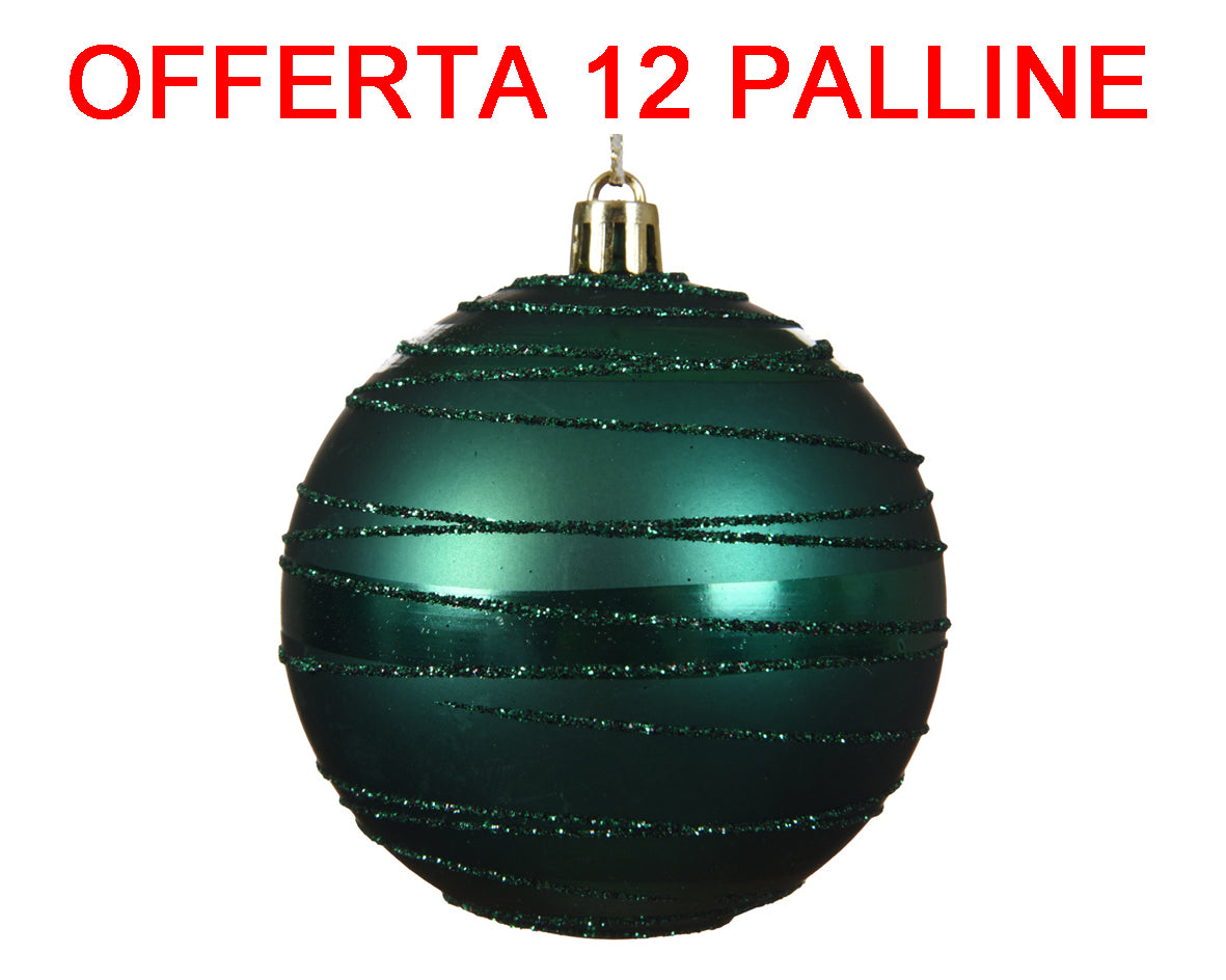 OFFERTA 12 PALLINE DI NATALE 8CM SMERALDO