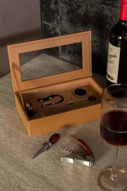 Scatola Accessori Vino in PU 23x13.5x6 cm Cammello