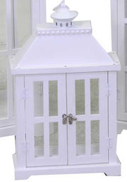 LANTERNA RETTANGOLARE IN LEGNO BIANCO 64X11X44CM