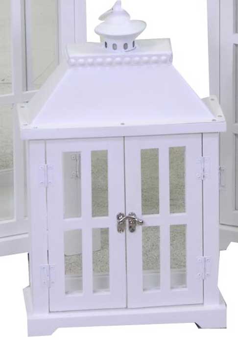 LANTERNA RETTANGOLARE IN LEGNO BIANCO 64X11X44CM