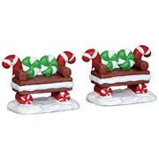 DECORAZIONE PANCHINA BISCOTTO - PEPPERMINT COOKIE BENCH SET DA 2