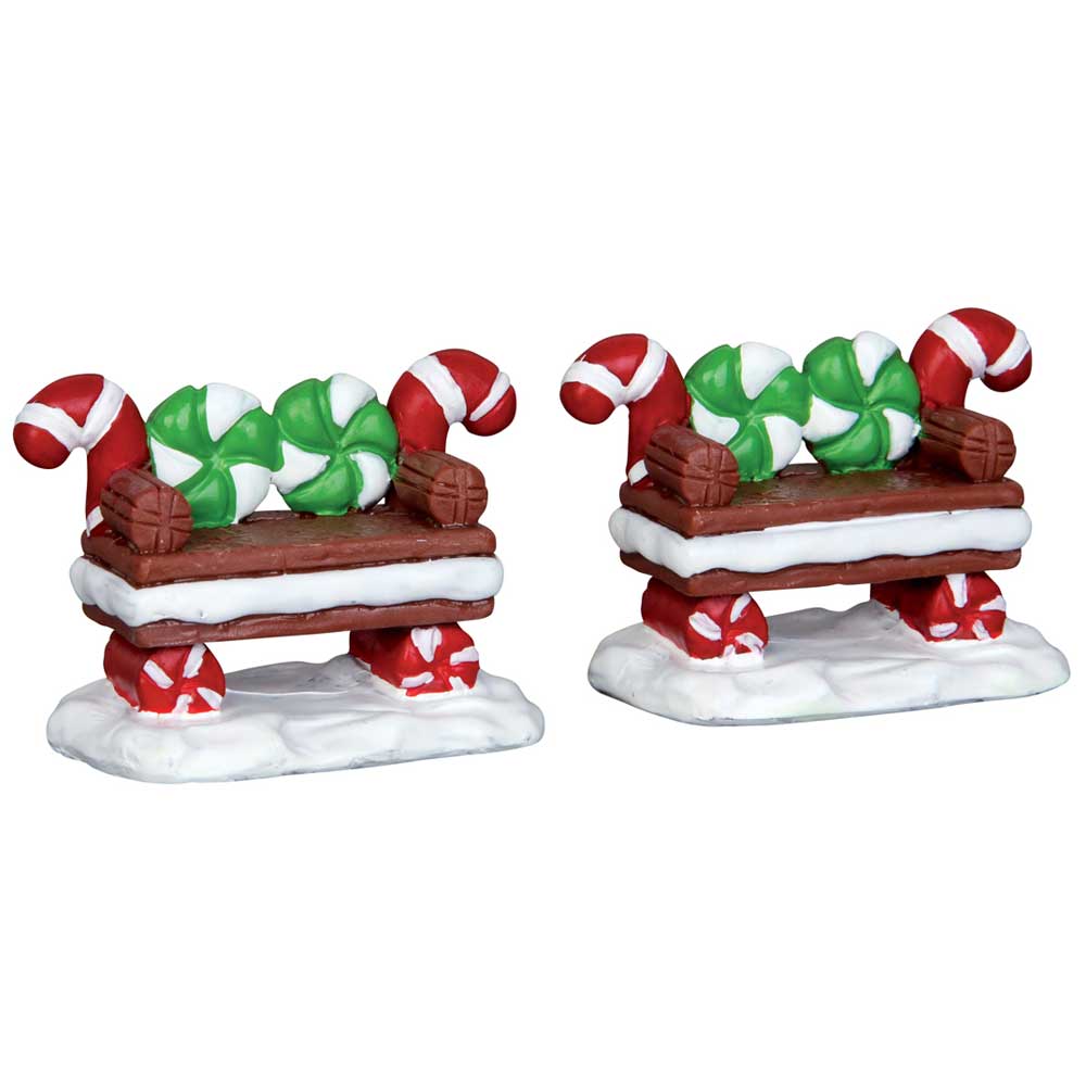 DECORAZIONE PANCHINA BISCOTTO - PEPPERMINT COOKIE BENCH SET DA 2