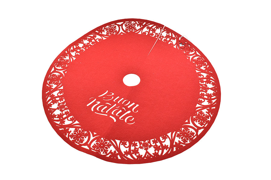 COPRIBASE ROSSO CON SCRITTA BUON NATALE PER ALBERO DI NATALE D.80CM