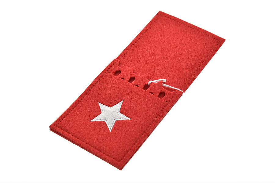 PORTAPOSATE IN FELTRO 23X10X0.3CM ROSSO CON STELLA BIANCA