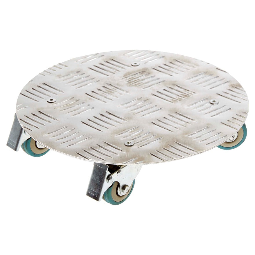 SOTTOVASO TONDO CON RUOTE IN ALLUMINIO 30CM