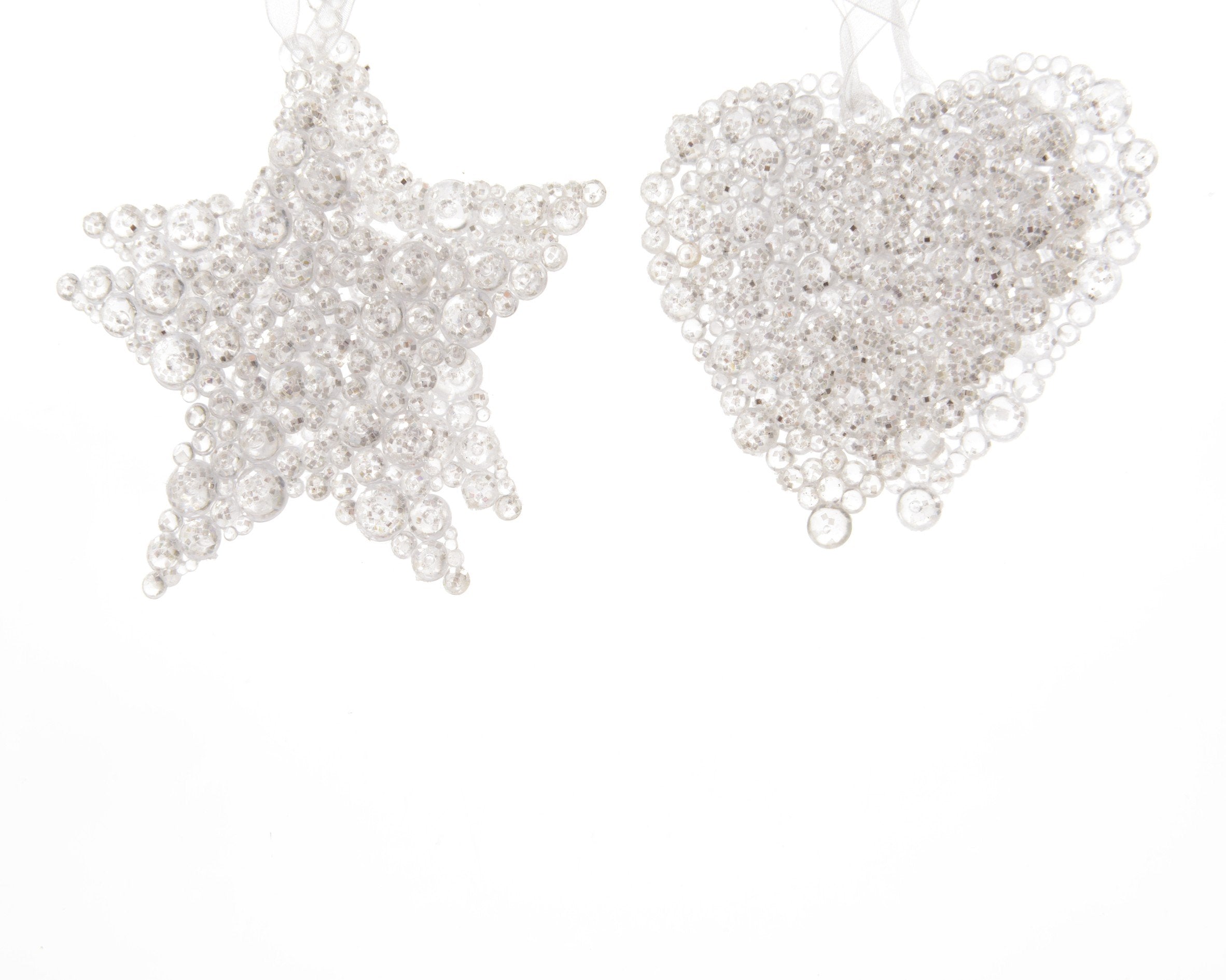 OFFETA 12 PZ DECORAZIONE APPENDIBILE 10CM STELLA/CUORE ARGENTO ASSORTITA
