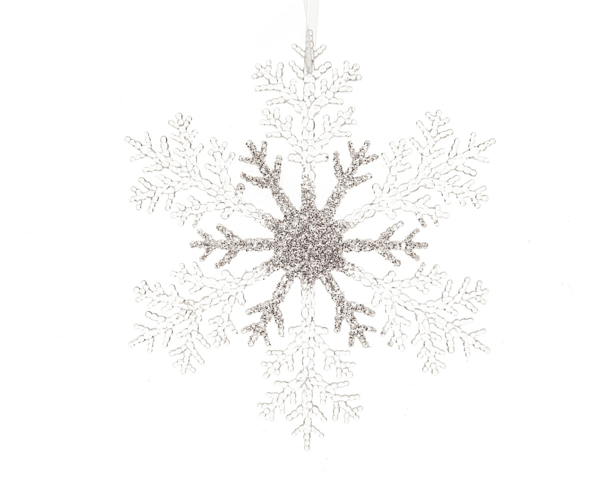 Pendente fiocco di neve glitter D 32 cm trasparente/argento Peraga Christmas