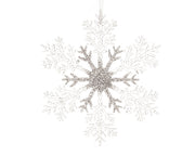 Pendente fiocco di neve glitter D 21 cm trasparente/argento Peraga Christmas