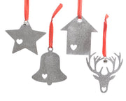 OFFERTA 4 DECORAZIONI NATALIZIE DA APPENDERE ARGENTO 11CM