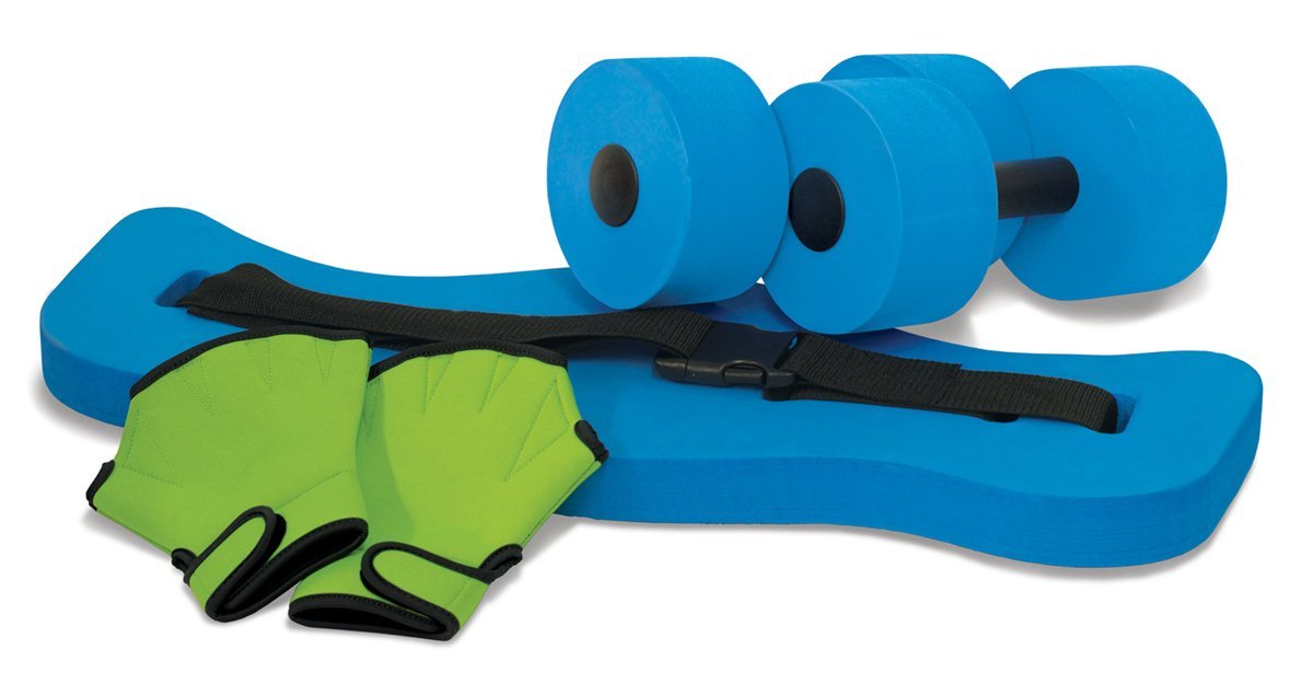 KIT ACQUA FITNESS 2 MANUBRI 2 GUANTI 1 CINTURA