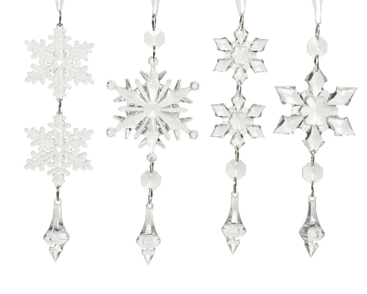 OFFERTA 5 FIOCCHI DI NEVE DA APPENDERE TRASPARENTI MODELLO ASSORTITO