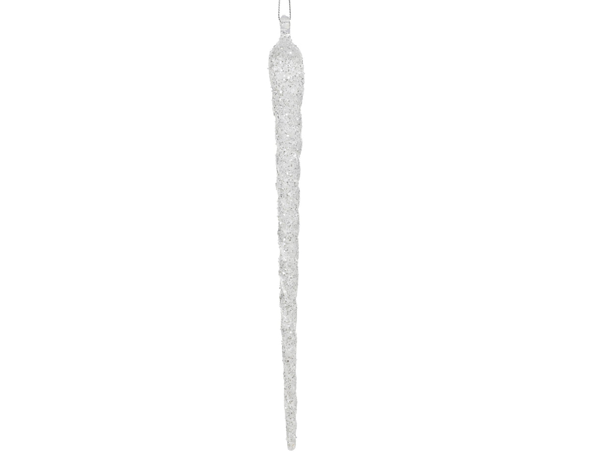 Pendente ghiacciolo in acrilico glitter D 2,5 cm altezza 28 cm trasparente/argento Peraga Christmas