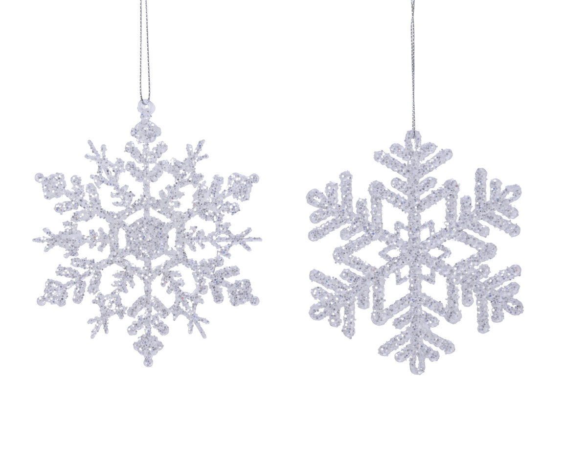 Pendente fiocco di neve in acrilico 12 x 12 cm trasparente/argento Peraga Christmas