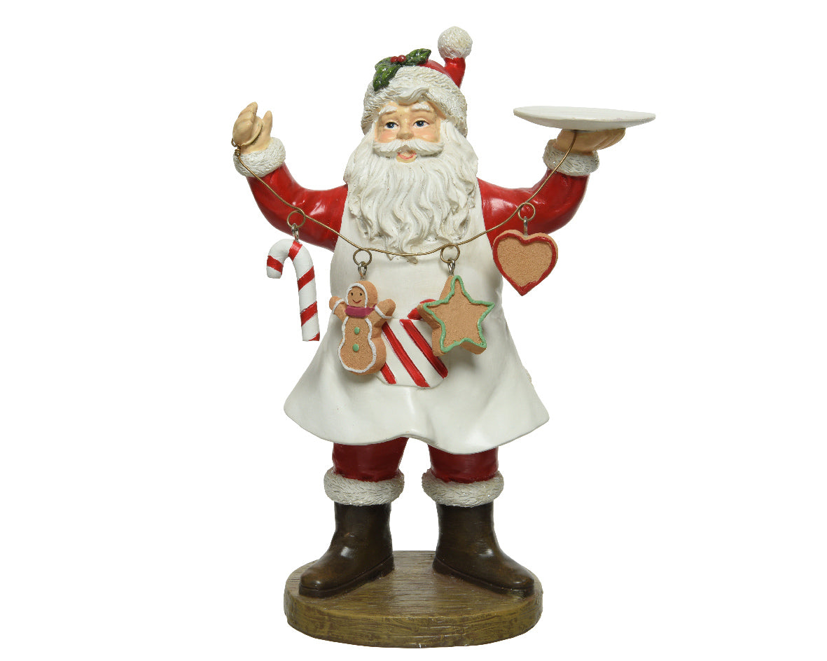 STATUINA BABBO NATALE CON GREMBIULE 8,5X16X23CM