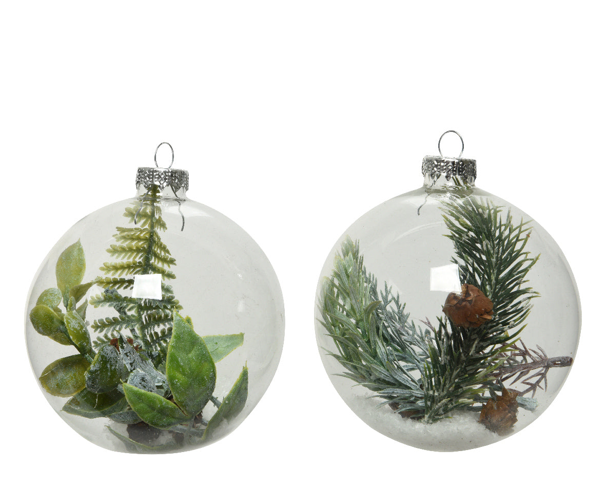 PALLINA DI NATALE IN VETRO CON DECORAZIONE INTERNA 10CM ASSORTITA