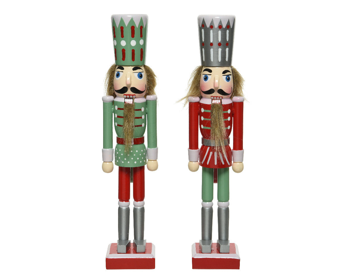 SCHIACCIANOCI VERDE/ROSSO IN LEGNO VERNICIATO H25CM ASSORTITO