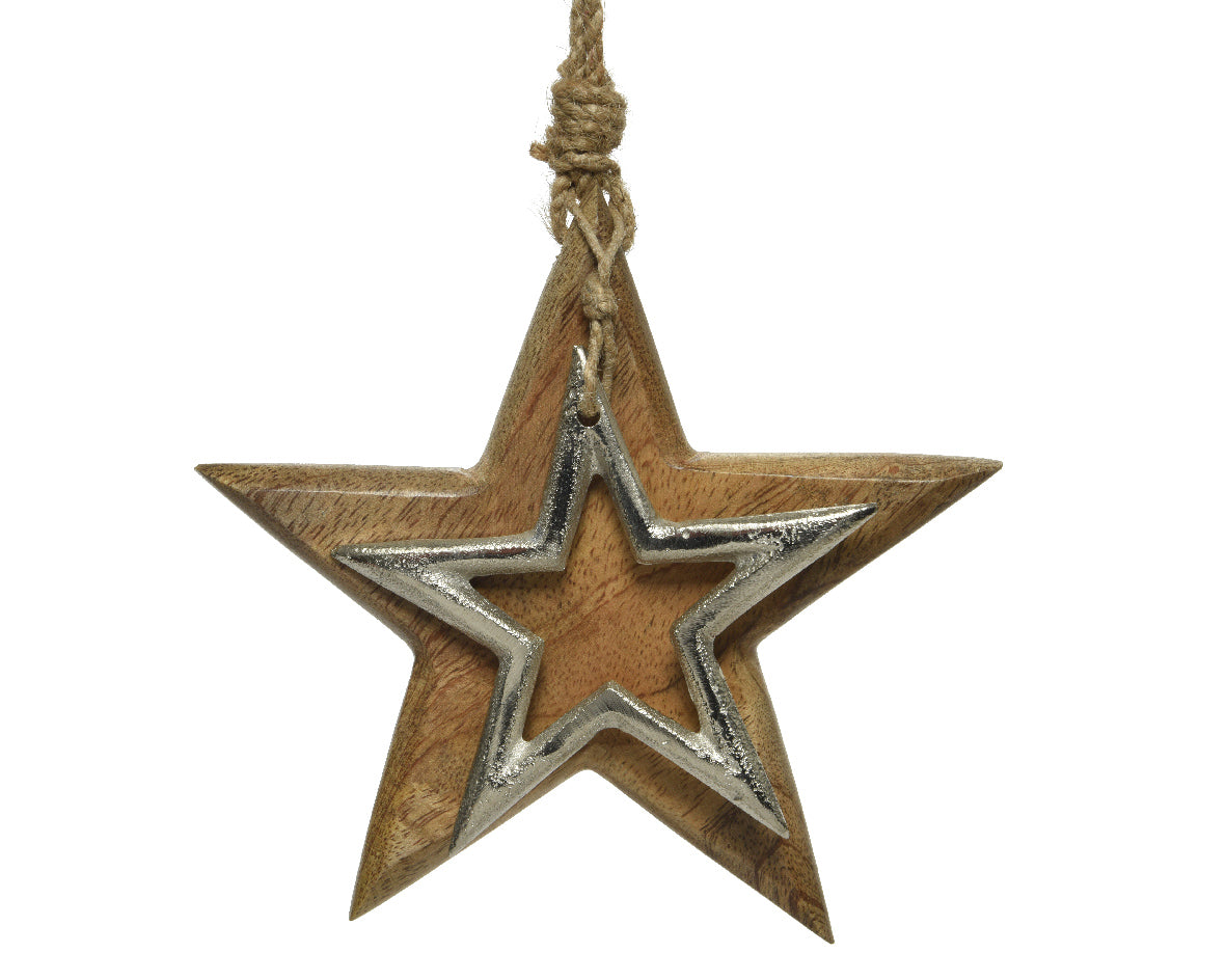 STELLA DI NATALE APPENDIBILE IN LEGNO H15CM